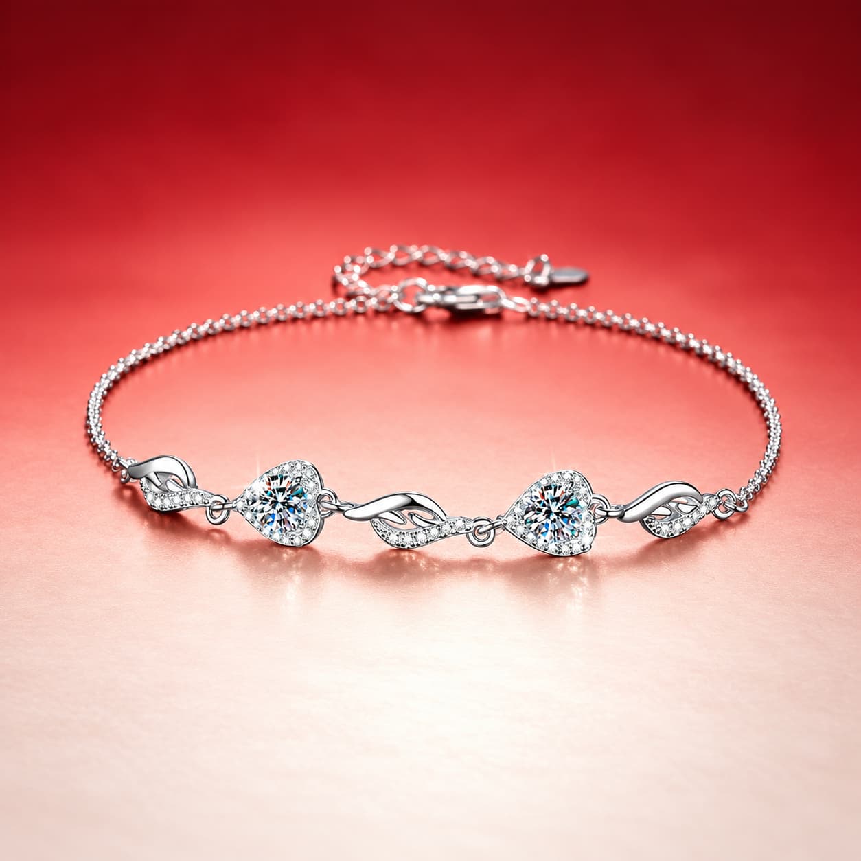 Luna Series · Heart-Link Bracelet — Sterling Silver