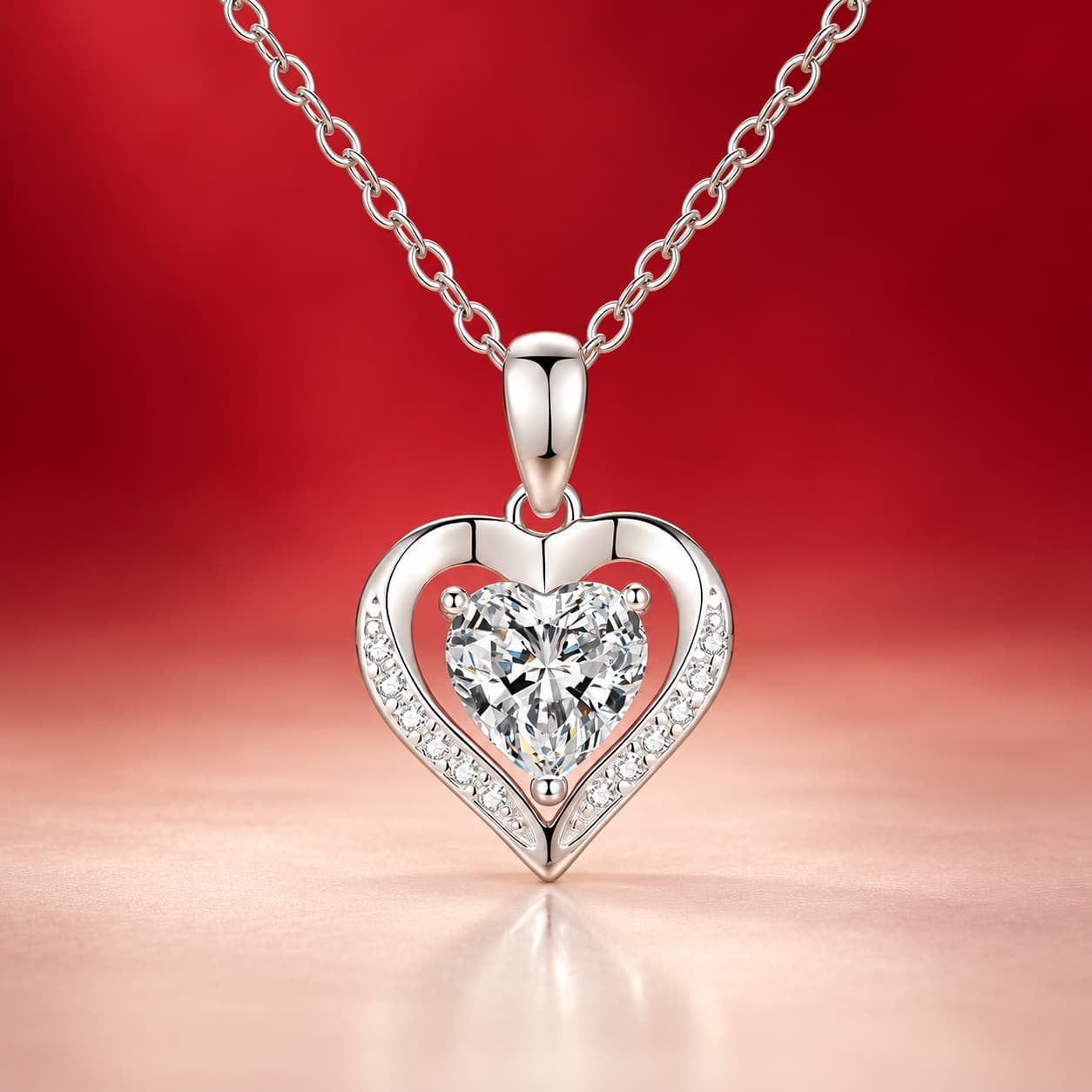 Luna Series · Coloured-Stone Heart Pendant Necklace — 925 Sterling Silver — image 4