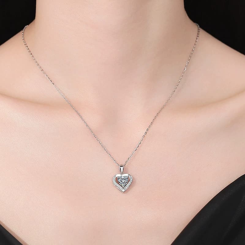 Luna Series · Coloured-Stone Heart Pendant Necklace — 925 Sterling Silver — image 2