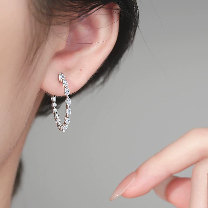 Luna Series · Pavé Moissanite Hoop Earrings — 925 Sterling Silver — image 2