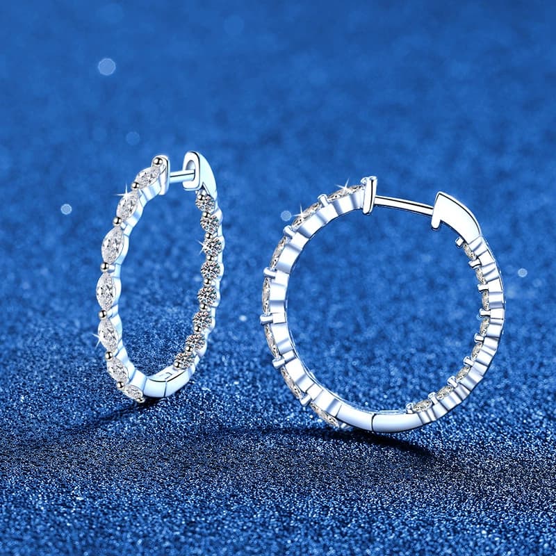 Luna Series · Pavé Moissanite Hoop Earrings — 925 Sterling Silver — image 3