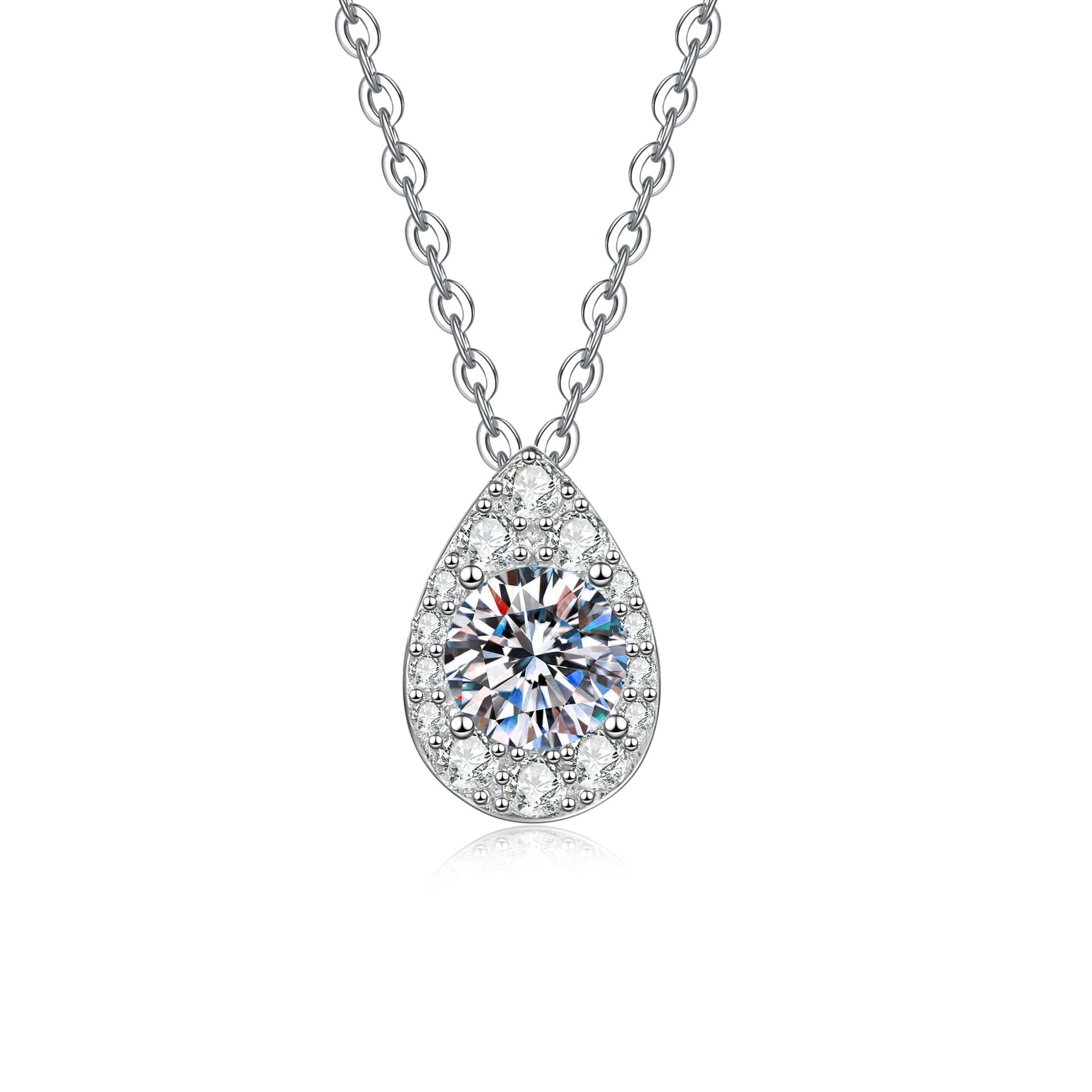 Luna Series · Halo Teardrop Pendant Necklace — 925 Sterling Silver — image 1