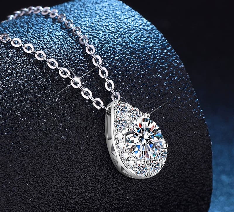 Luna Series · Halo Teardrop Pendant Necklace — 925 Sterling Silver — image 2