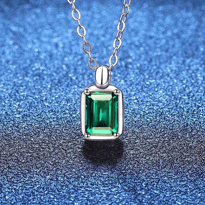 Luna Series · Geometric Coloured-Stone Pendant Necklace — 925 Sterling Silver — image 2