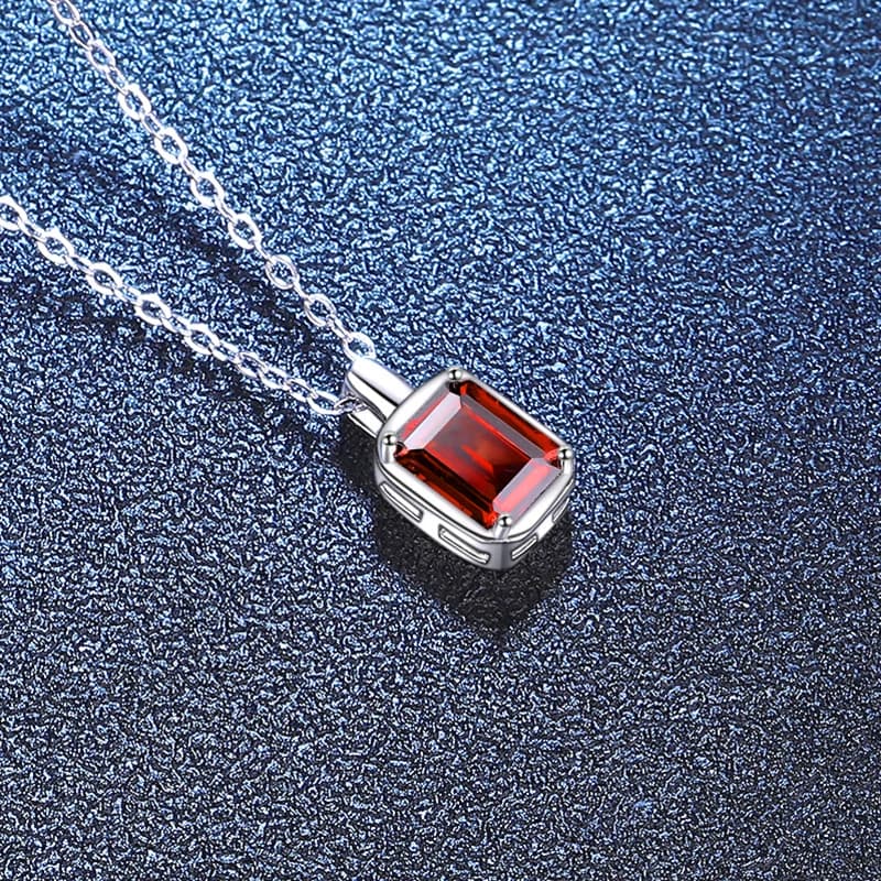 Luna Series · Geometric Coloured-Stone Pendant Necklace — 925 Sterling Silver — image 3