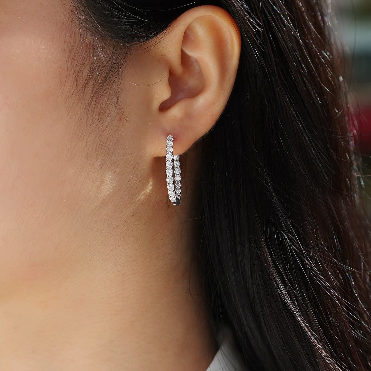 Luna Series · Moissanite Hoop Earrings - 24mm — image 3