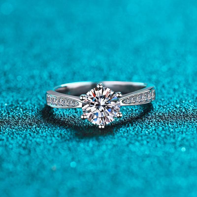 Luna Series • Elegant 6-Claw Moissanite Silver Ring — image 3
