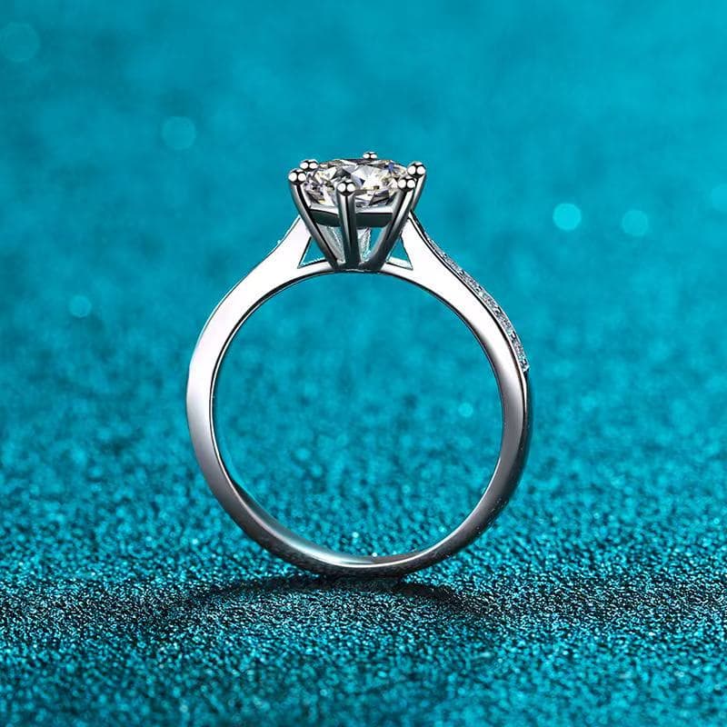 Luna Series • Elegant 6-Claw Moissanite Silver Ring — image 2