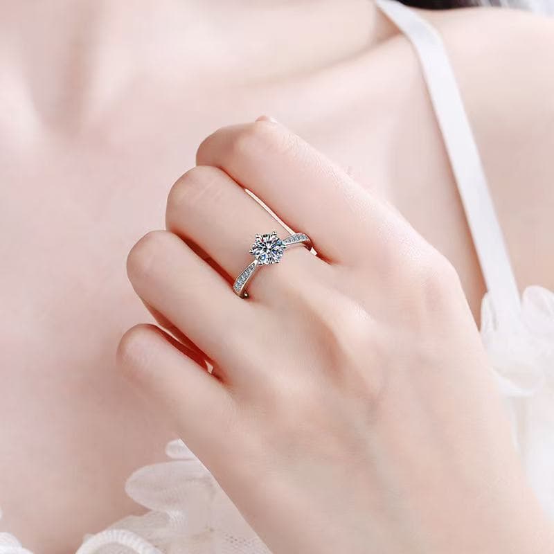 Luna Series • Elegant 6-Claw Moissanite Silver Ring — image 4
