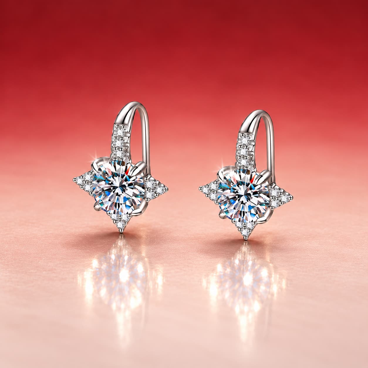Luna Series · Eight-Point Star Hook Earrings — Sterling Silver — image 1
