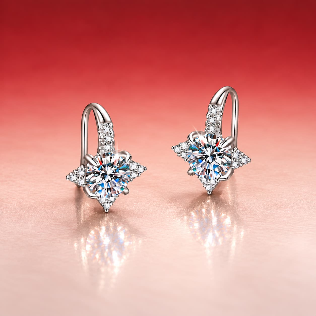 Luna Series · Eight-Point Star Hook Earrings — Sterling Silver — image 3