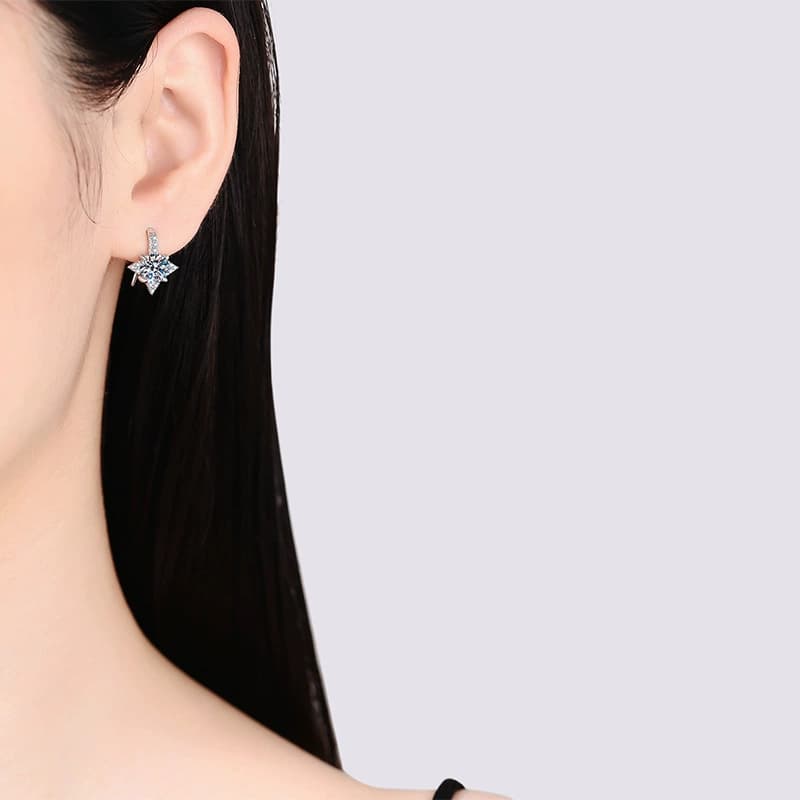 Luna Series · Eight-Point Star Hook Earrings — Sterling Silver — image 2