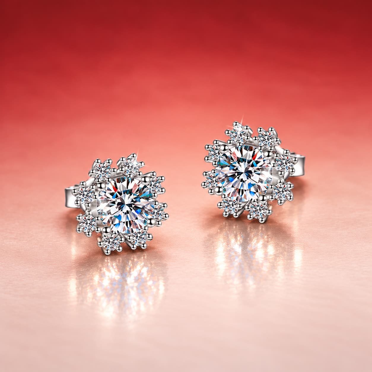 Luna Series · Snowflake Stud Earrings — Sterling Silver — image 4