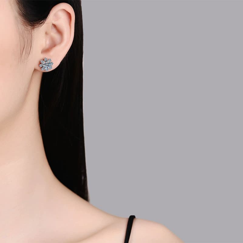 Luna Series · Snowflake Stud Earrings — Sterling Silver — image 2