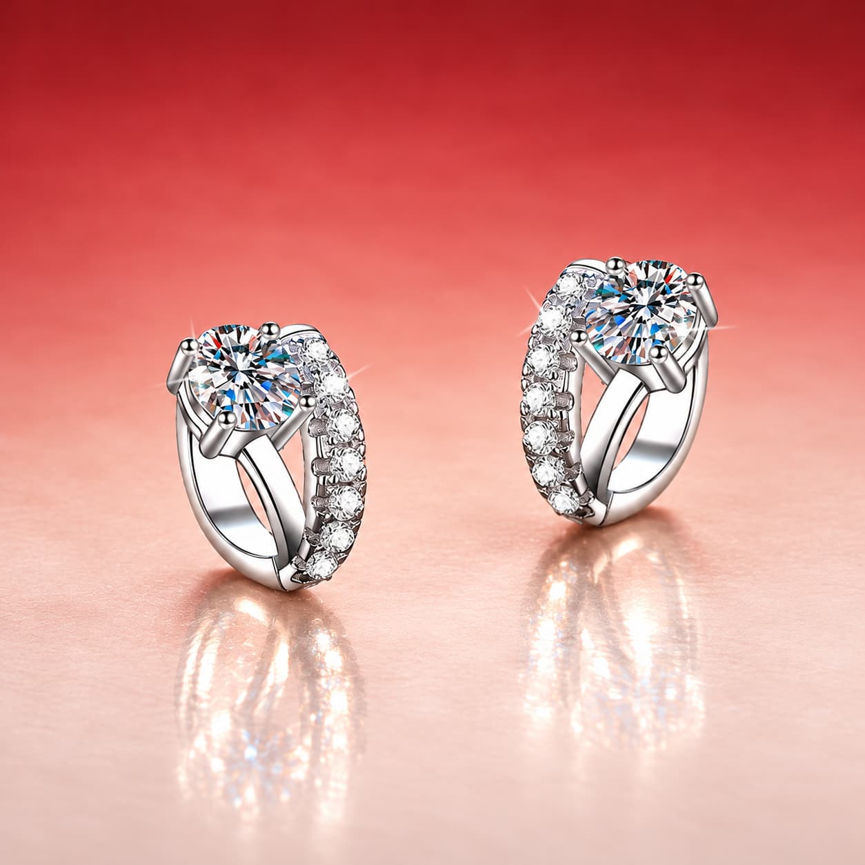 Luna Series · Split-Front Solitaire Huggie Earrings — Sterling Silver — image 3