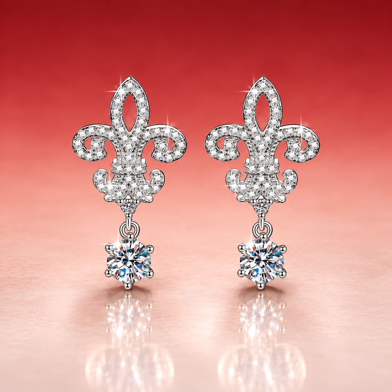 Sol Series · Fleur-de-Lis Drop Earrings — Sterling Silver — image 1