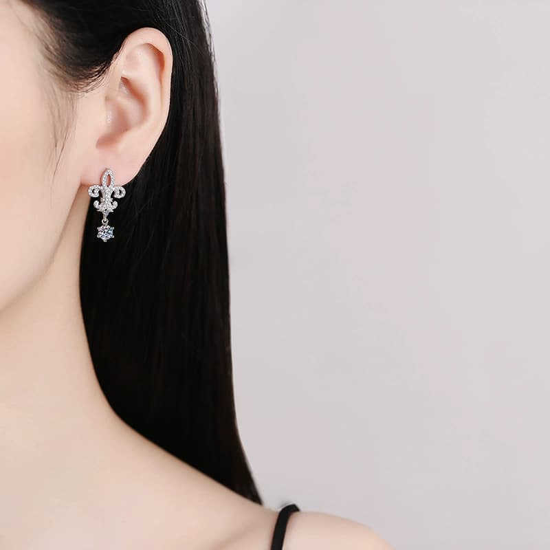 Sol Series · Fleur-de-Lis Drop Earrings — Sterling Silver — image 2