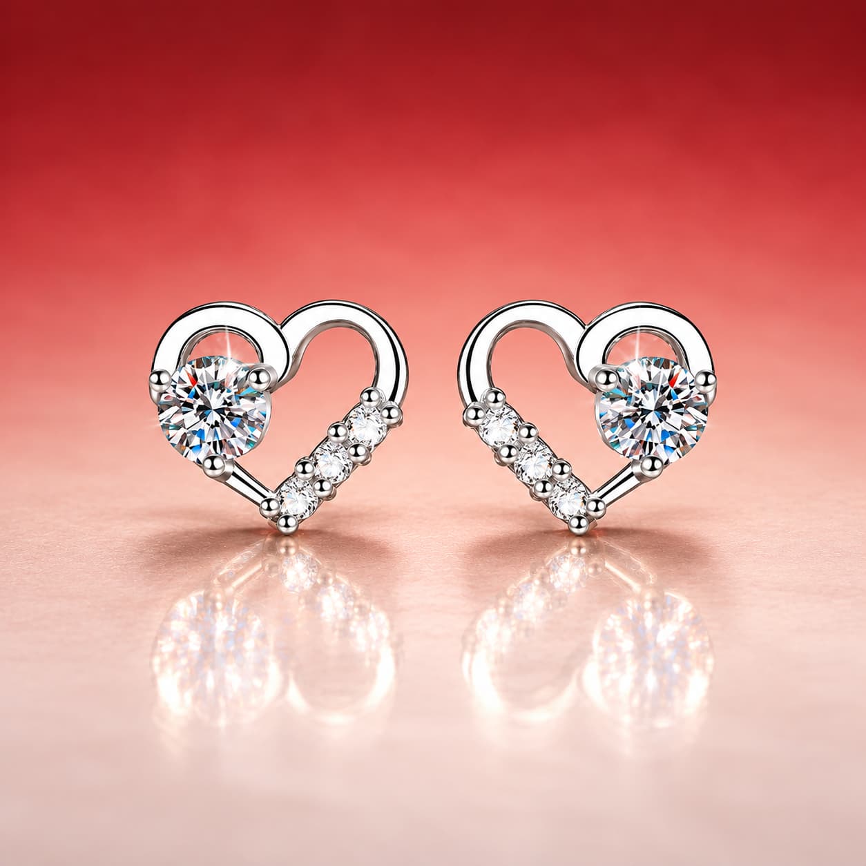 Luna Series · Open Heart Stud Earrings — Sterling Silver — image 1