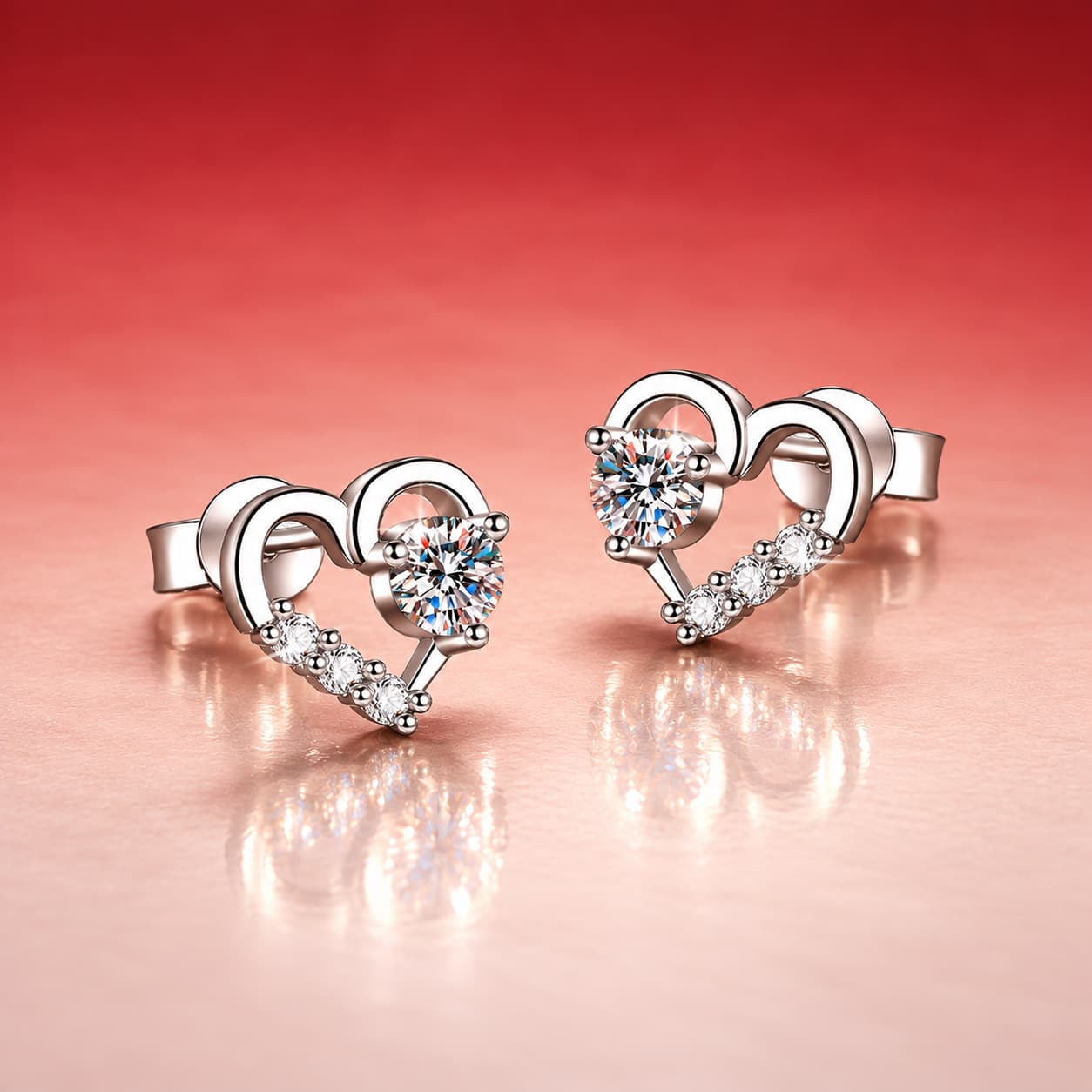 Luna Series · Open Heart Stud Earrings — Sterling Silver — image 3