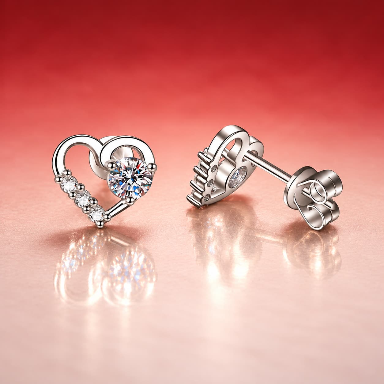 Luna Series · Open Heart Stud Earrings — Sterling Silver — image 4