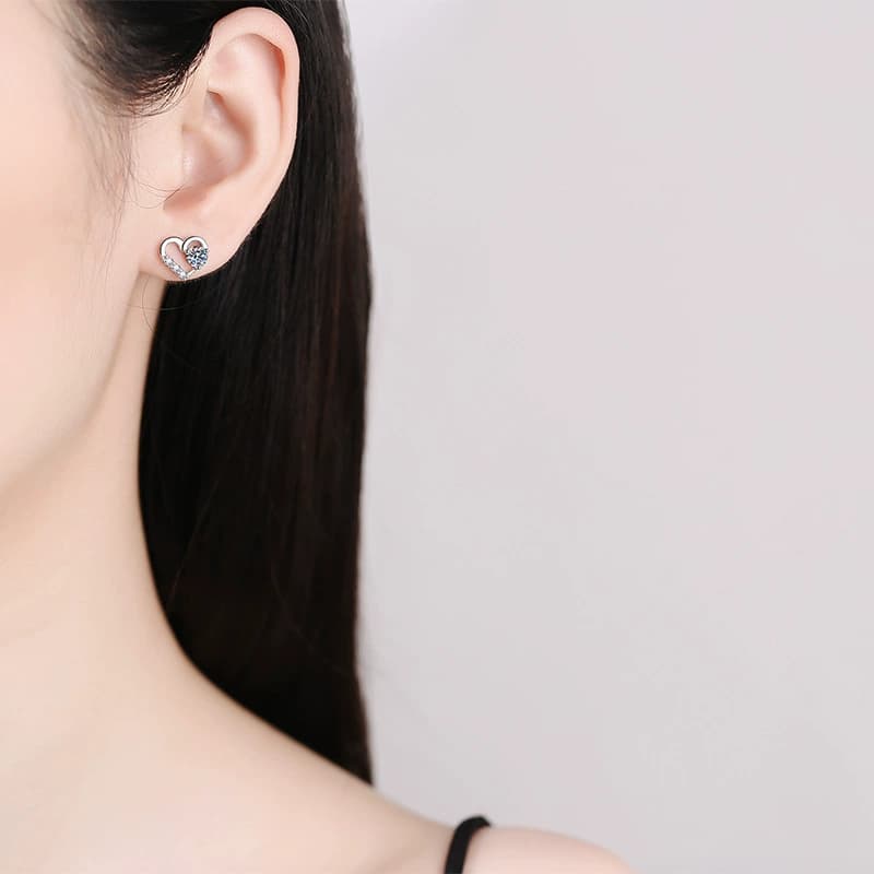 Luna Series · Open Heart Stud Earrings — Sterling Silver — image 2
