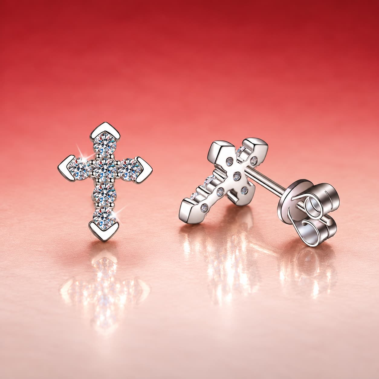 Stella Series · Pavé Cross Stud Earrings — Sterling Silver — image 1