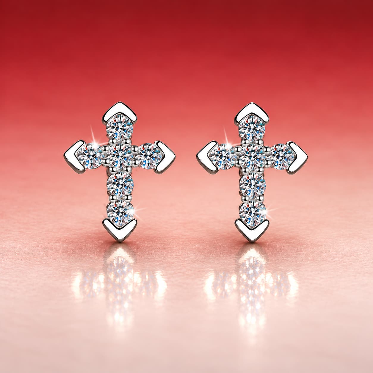 Stella Series · Pavé Cross Stud Earrings — Sterling Silver — image 3