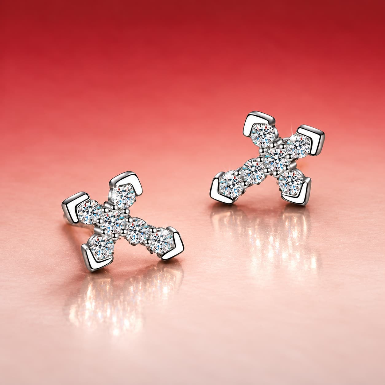 Stella Series · Pavé Cross Stud Earrings — Sterling Silver — image 4