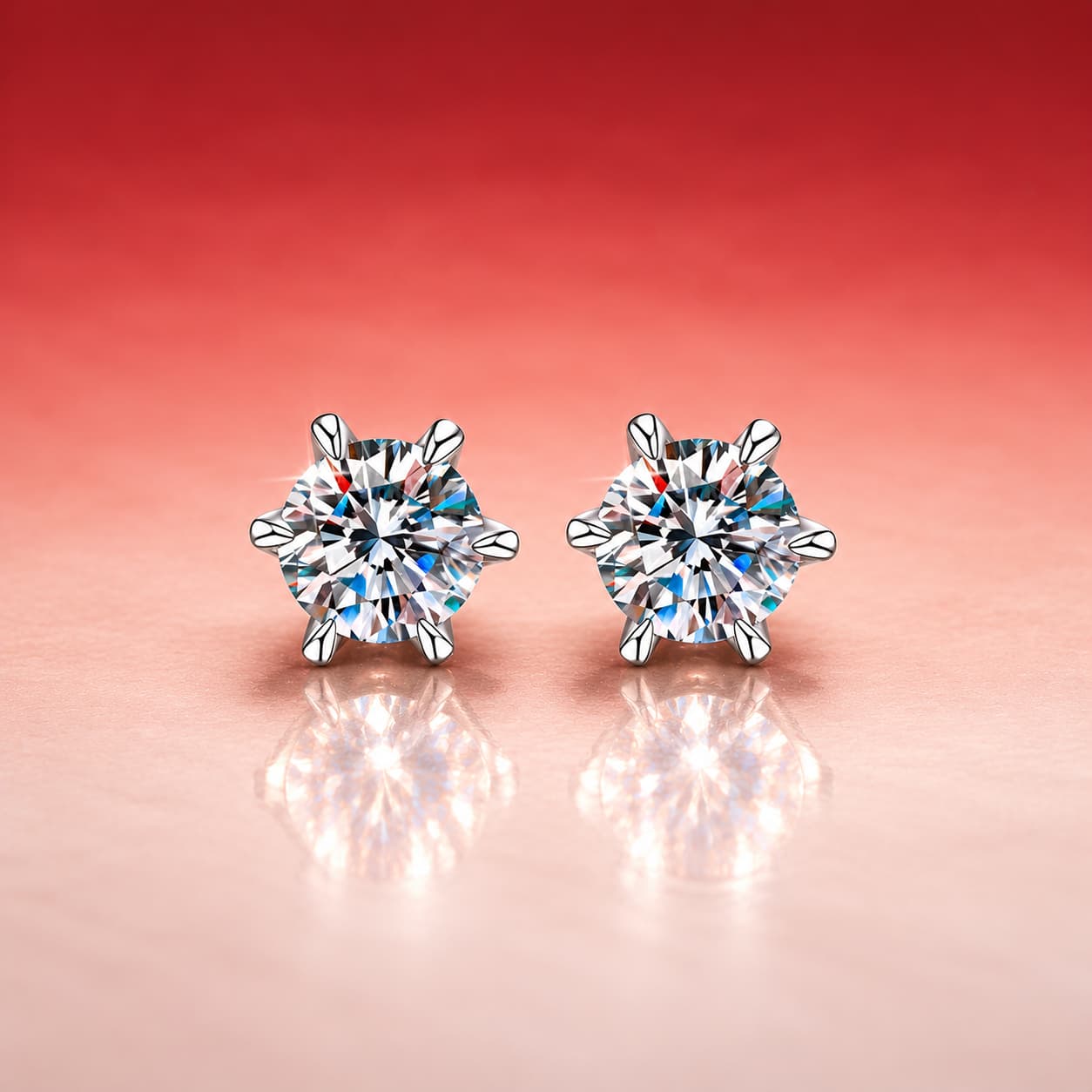 Luna Series · Six-Prong Petal-Setting Screw-Back Stud Earrings — Sterling Silver — image 4