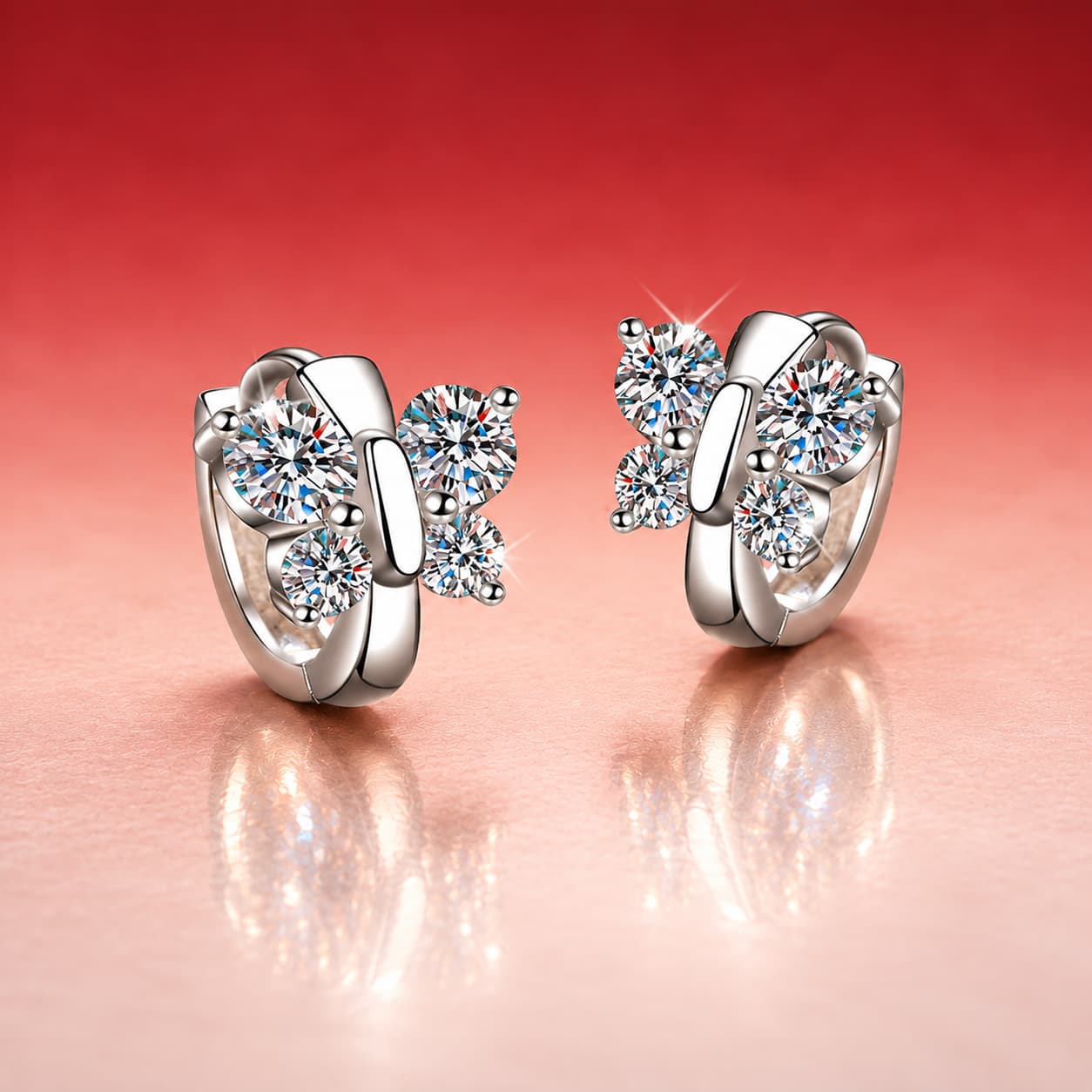 Luna Series · Butterfly Huggie Earrings — Sterling Silver — image 3