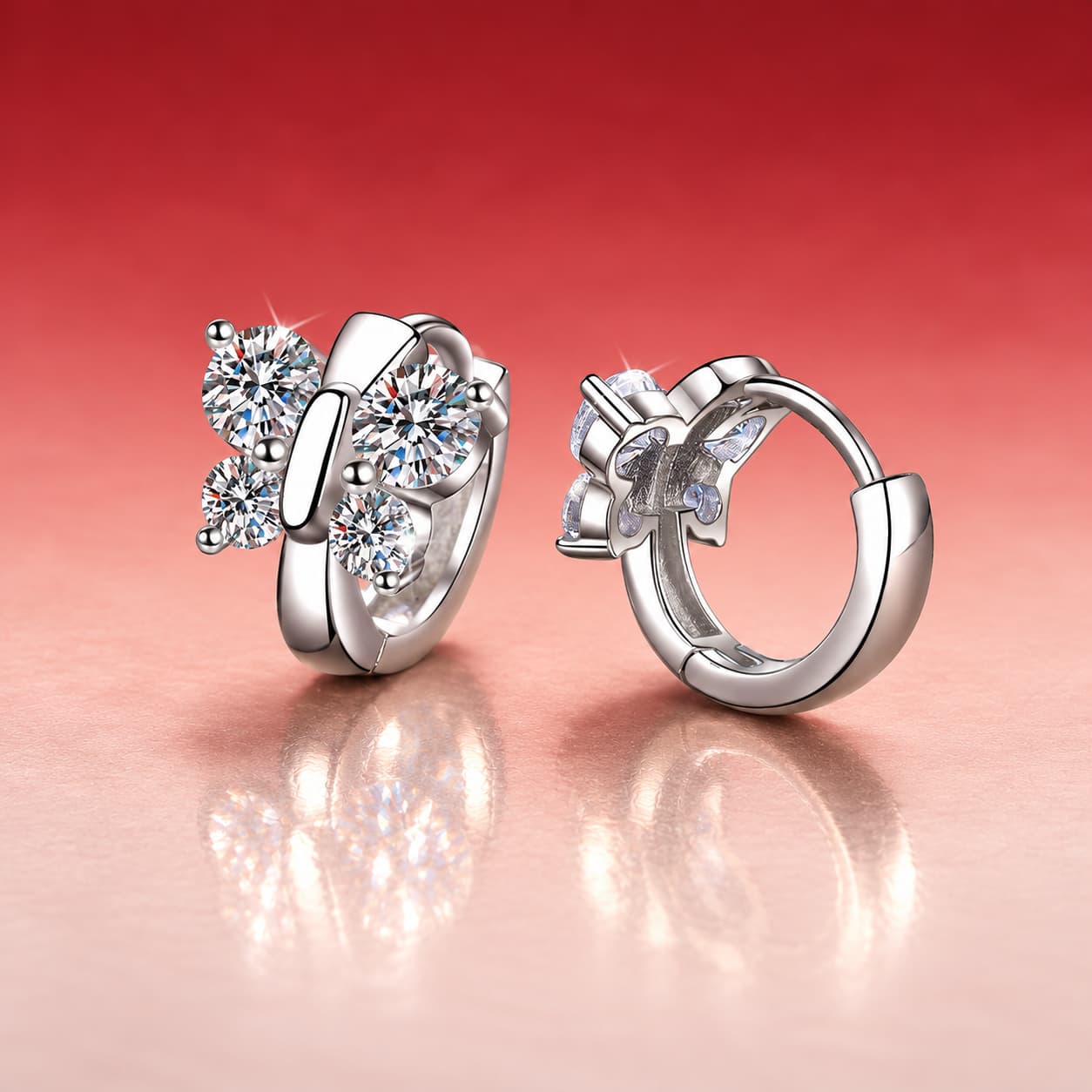 Luna Series · Butterfly Huggie Earrings — Sterling Silver — image 4