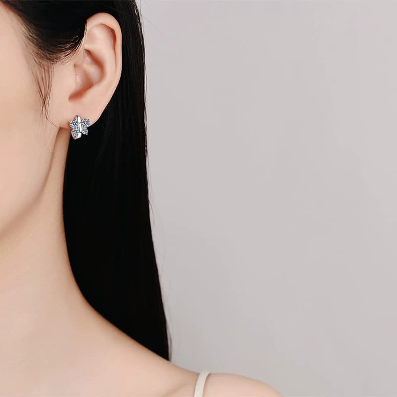 Luna Series · Butterfly Huggie Earrings — Sterling Silver — image 2