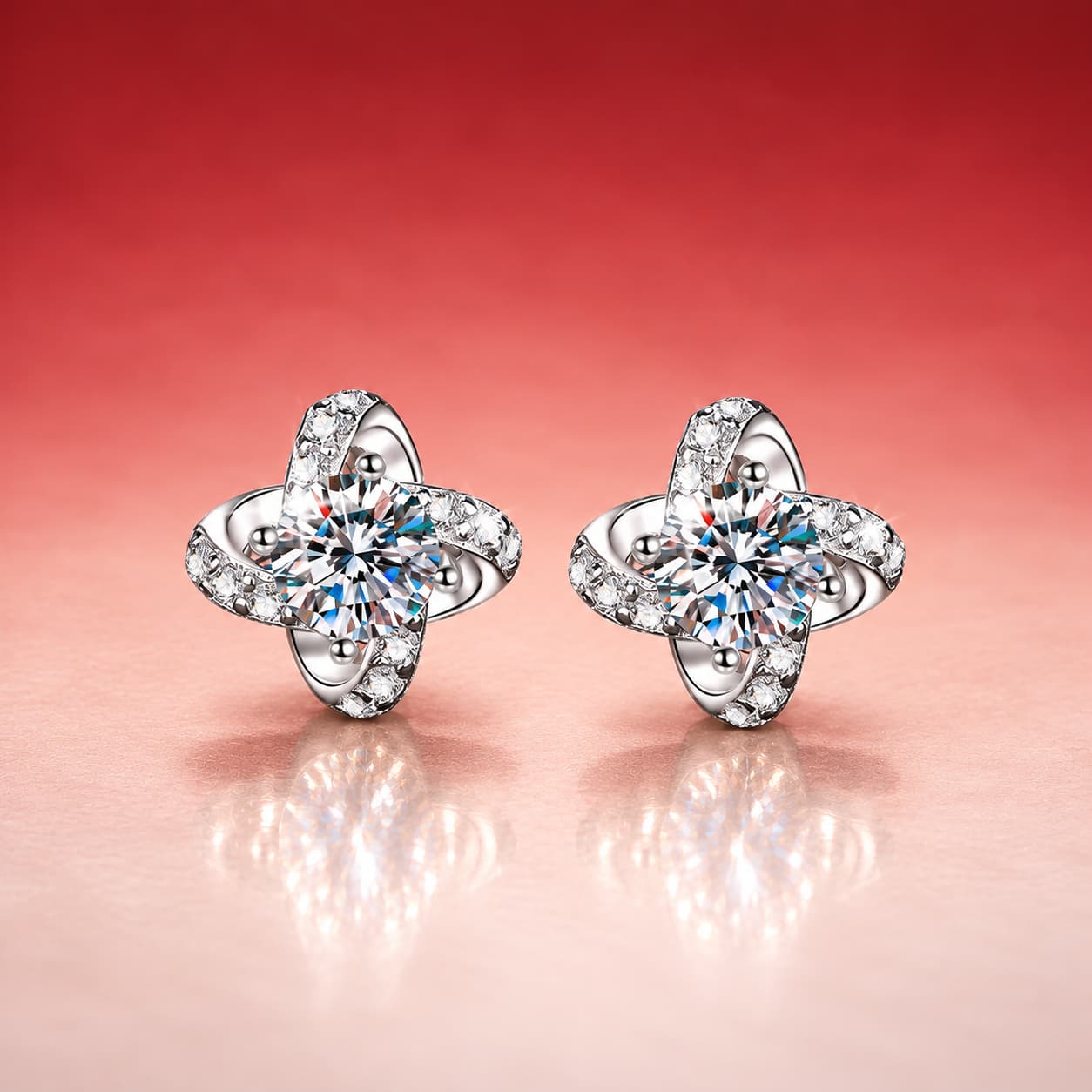 Luna Series · Four-Leaf Clover Stud Earrings — Sterling Silver — image 3