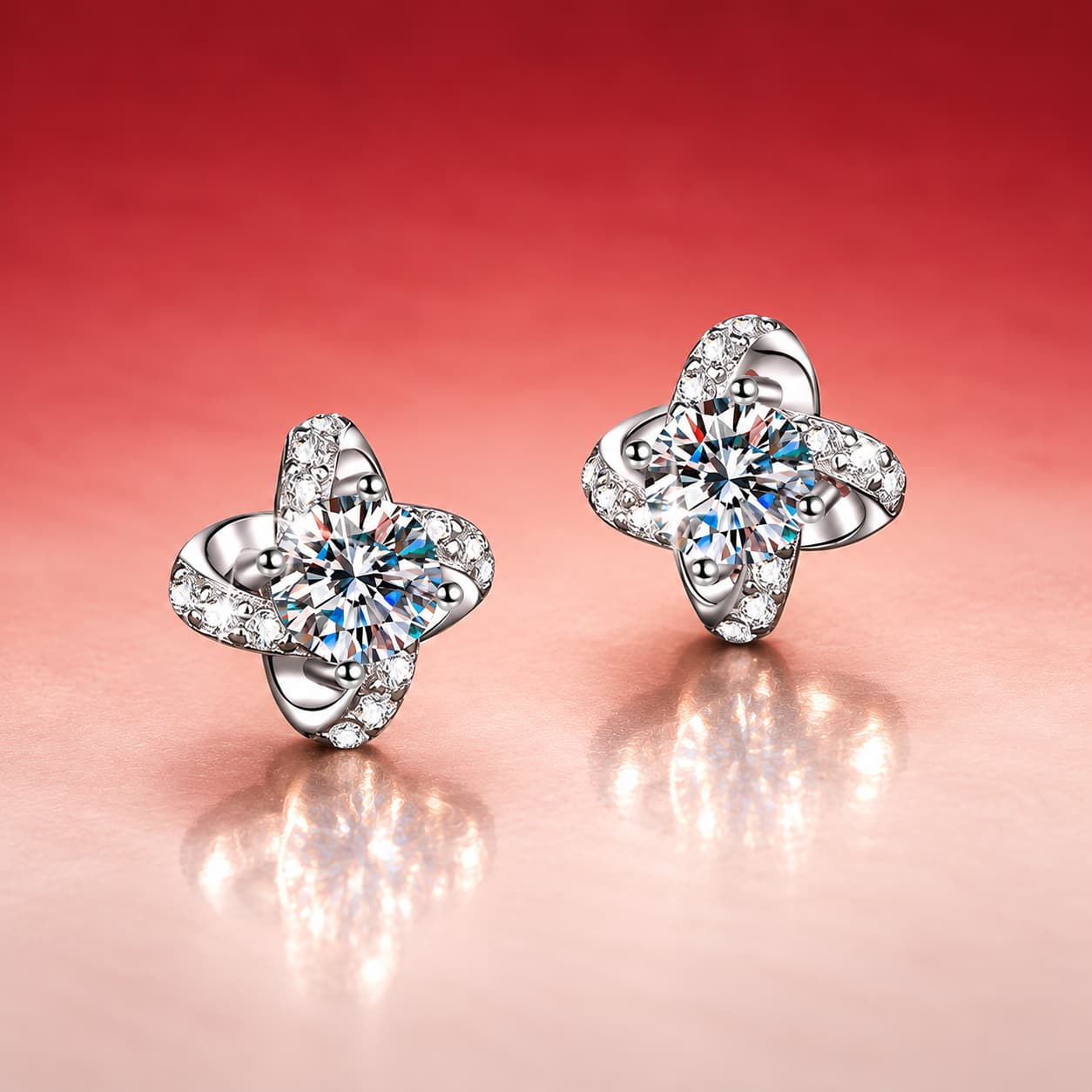 Luna Series · Four-Leaf Clover Stud Earrings — Sterling Silver — image 4