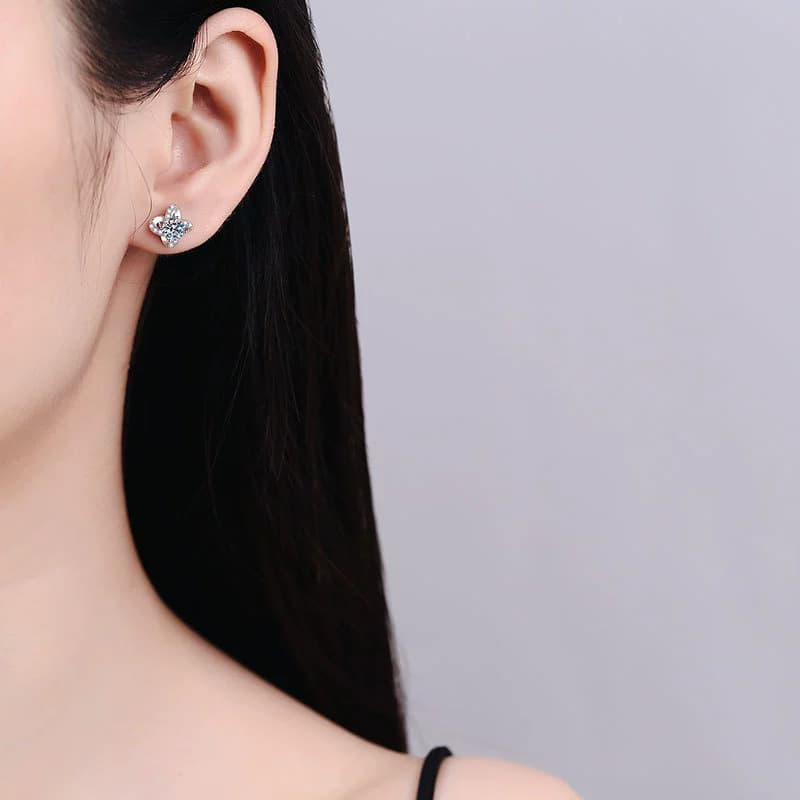 Luna Series · Four-Leaf Clover Stud Earrings — Sterling Silver — image 2