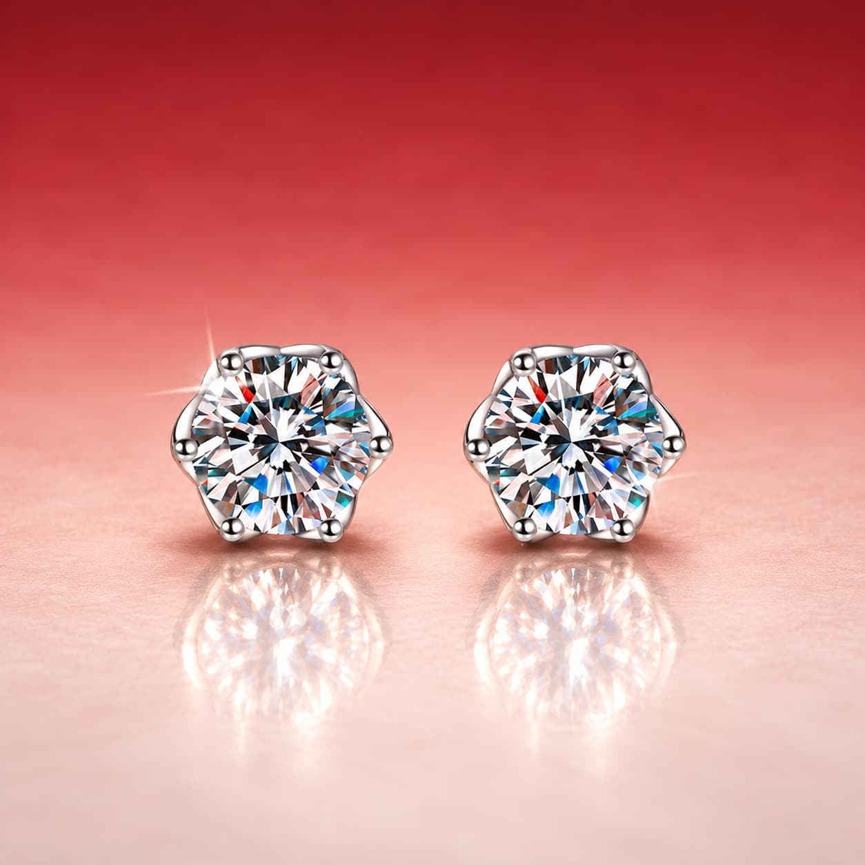 Luna Series · Rose-Petal Solitaire Stud Earrings — Sterling Silver — image 3