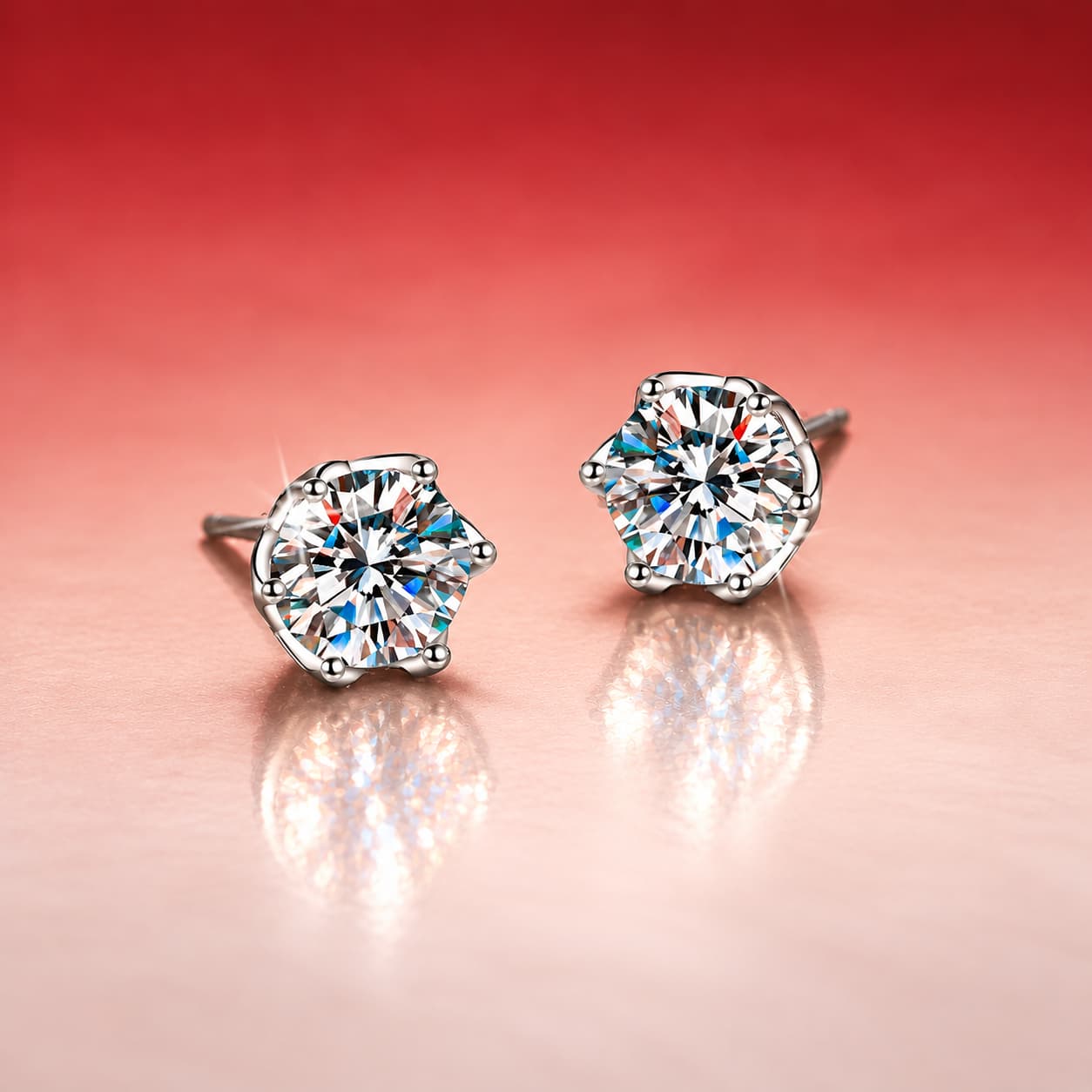 Luna Series · Rose-Petal Solitaire Stud Earrings — Sterling Silver — image 4