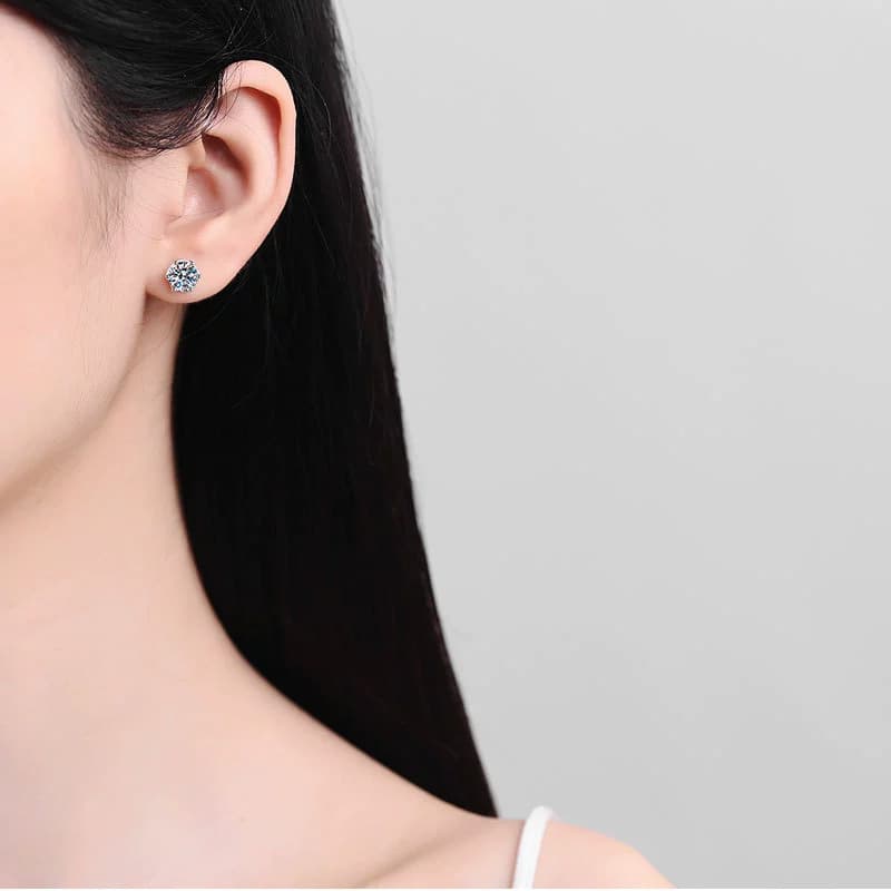 Luna Series · Rose-Petal Solitaire Stud Earrings — Sterling Silver — image 2