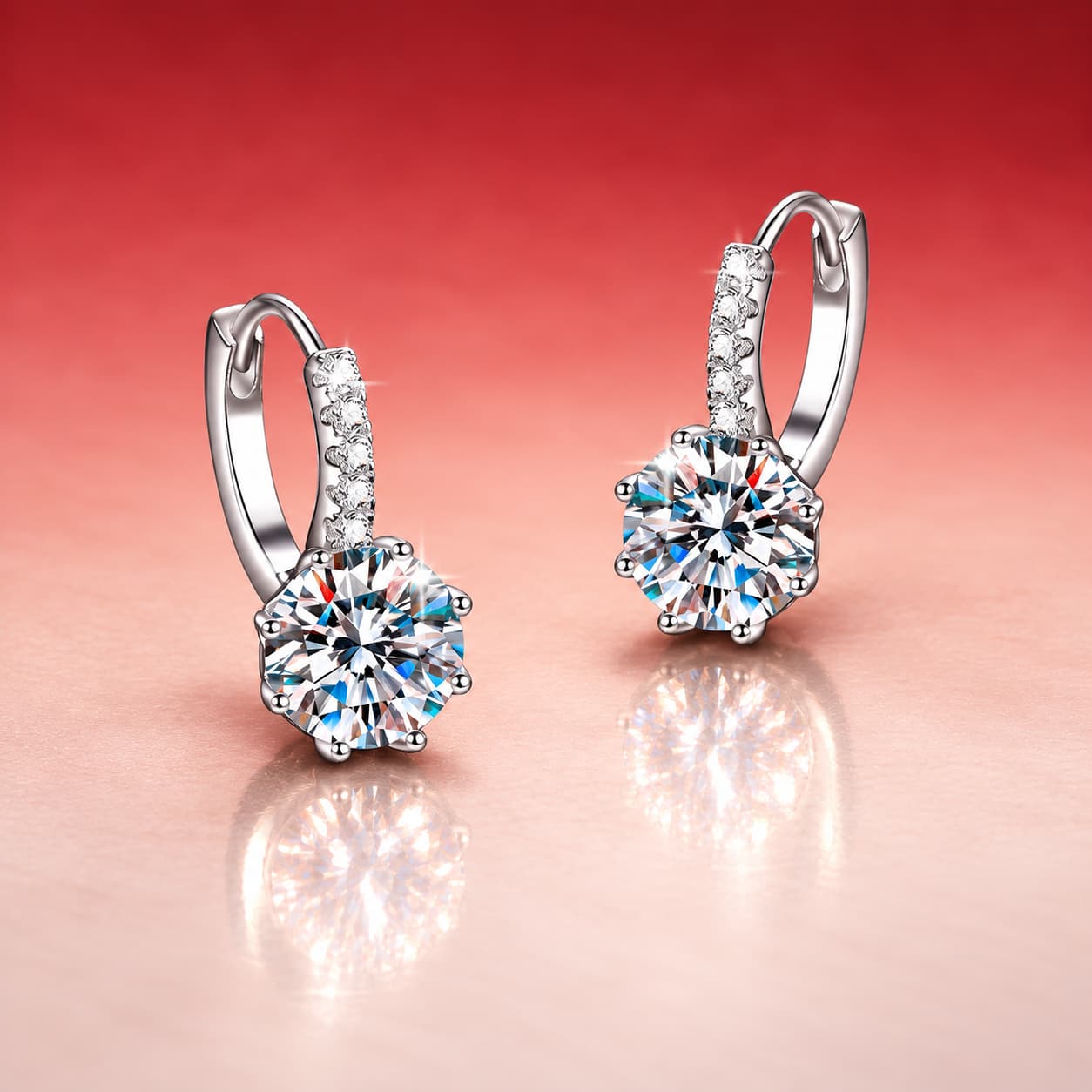 Luna Series · Stone-Set Solitaire Huggie Earrings — Sterling Silver — image 4