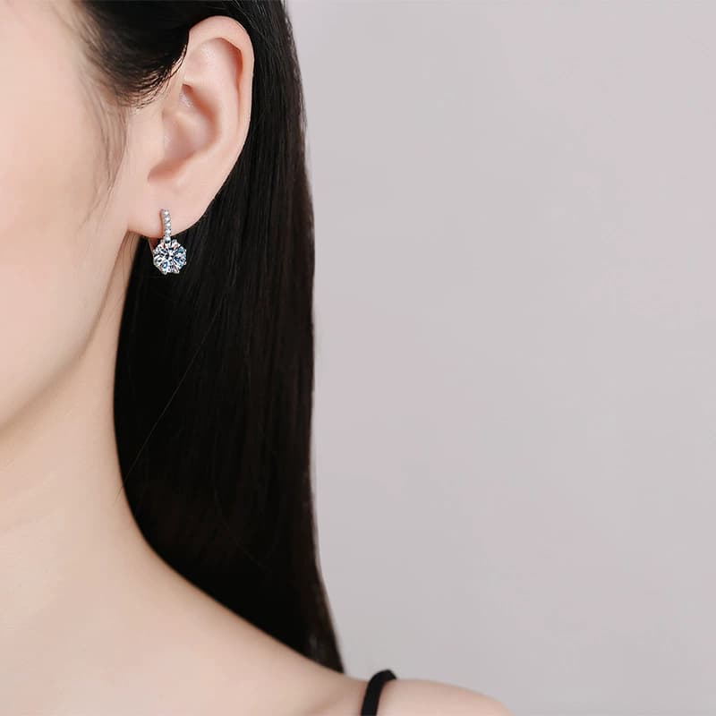 Luna Series · Stone-Set Solitaire Huggie Earrings — Sterling Silver — image 2