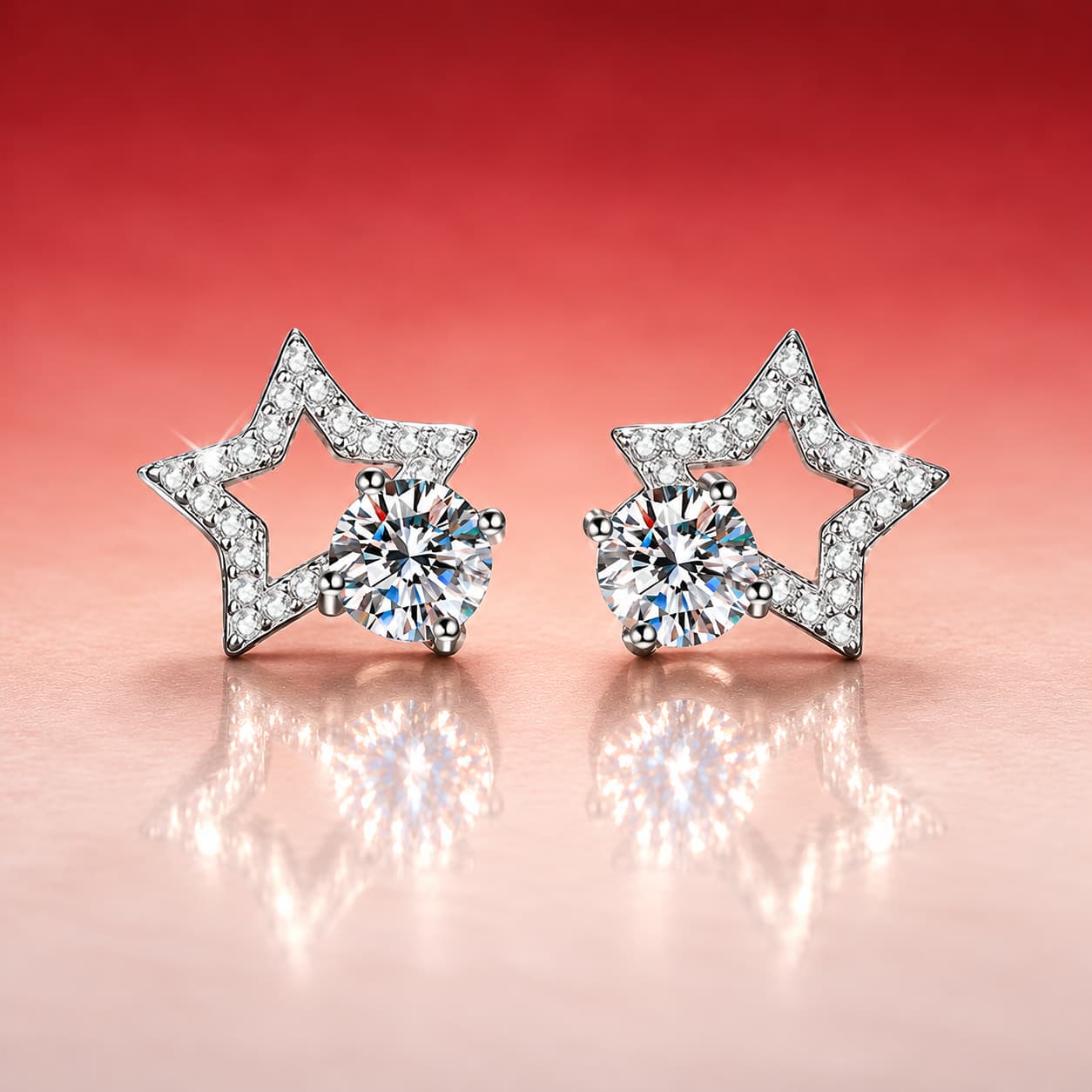 Luna Series · Open Star Solitaire Stud Earrings — Sterling Silver — image 1
