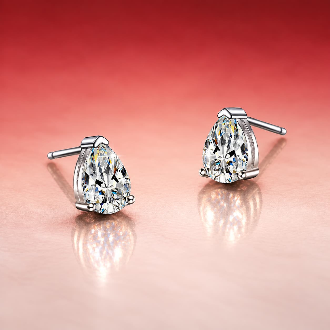 Luna Series · Pear-Cut Solitaire Stud Earrings — Sterling Silver — image 3