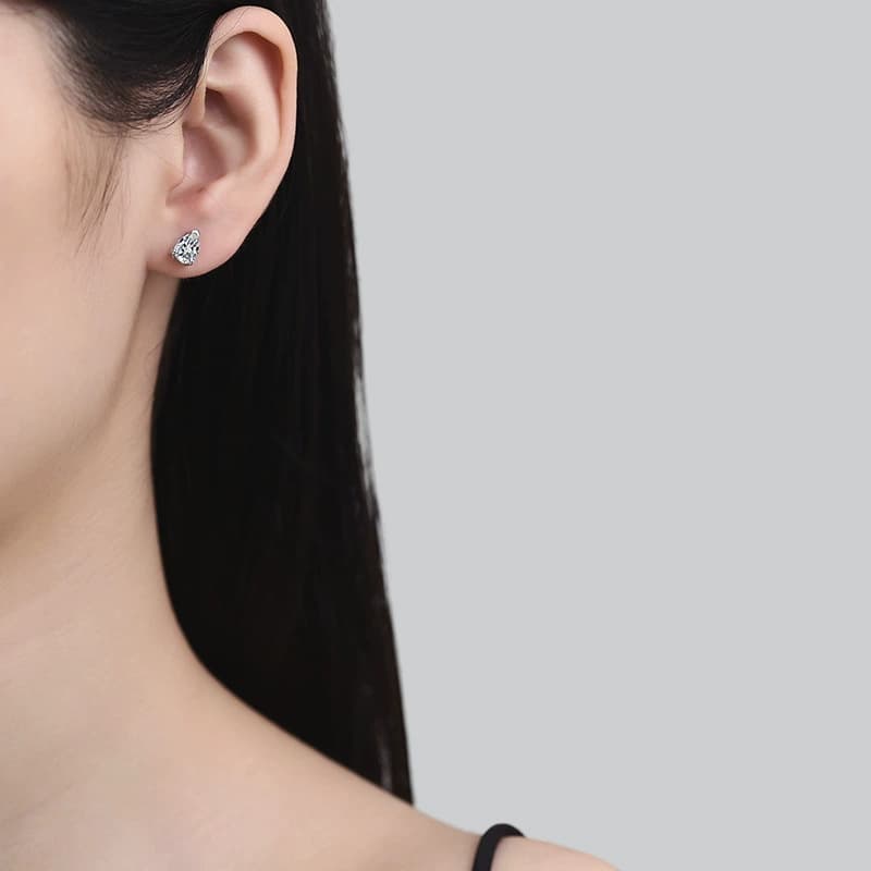 Luna Series · Pear-Cut Solitaire Stud Earrings — Sterling Silver — image 2