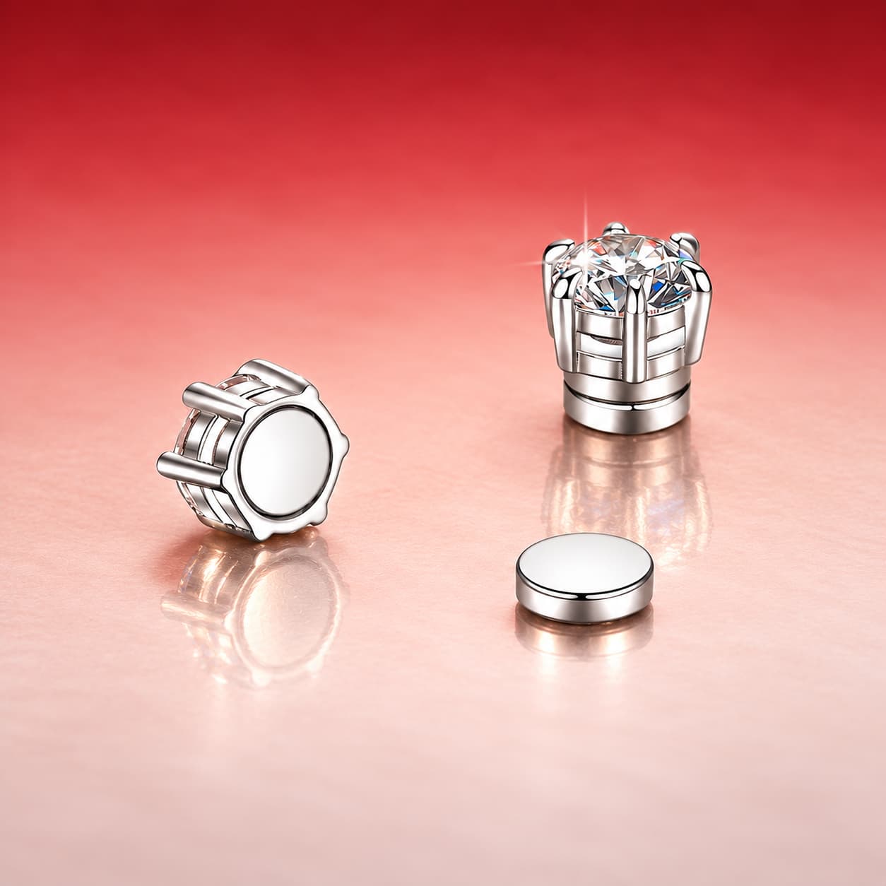 Luna Series · Magnetic Non-Pierced Stud Earrings — Sterling Silver — image 4