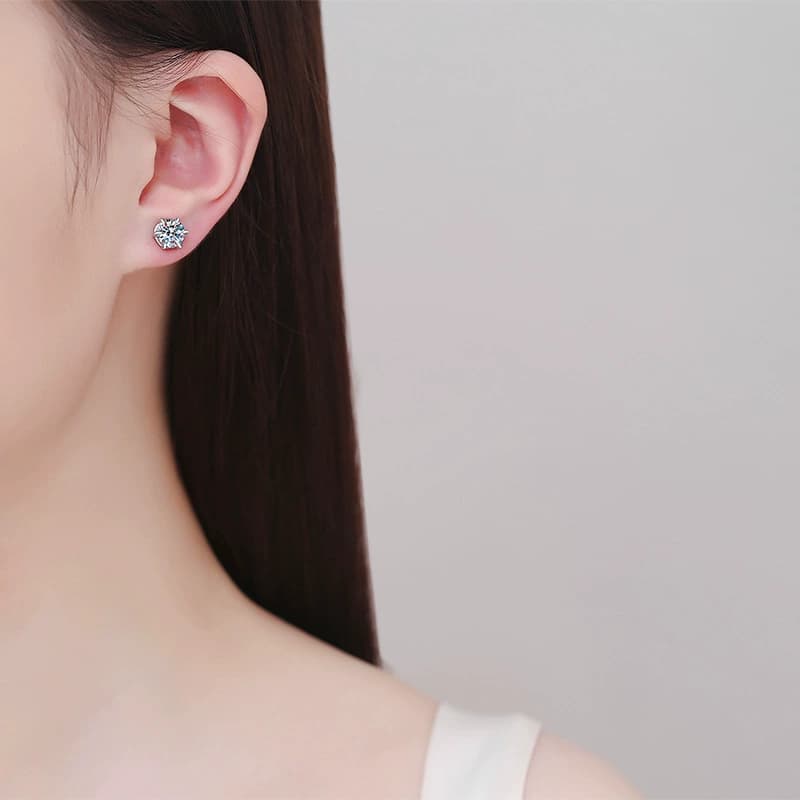 Luna Series · Magnetic Non-Pierced Stud Earrings — Sterling Silver — image 2