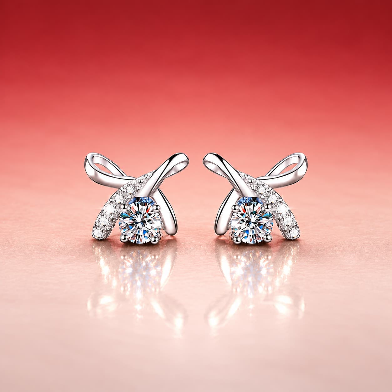 Luna Series · Bow Stud Earrings — Sterling Silver — image 1