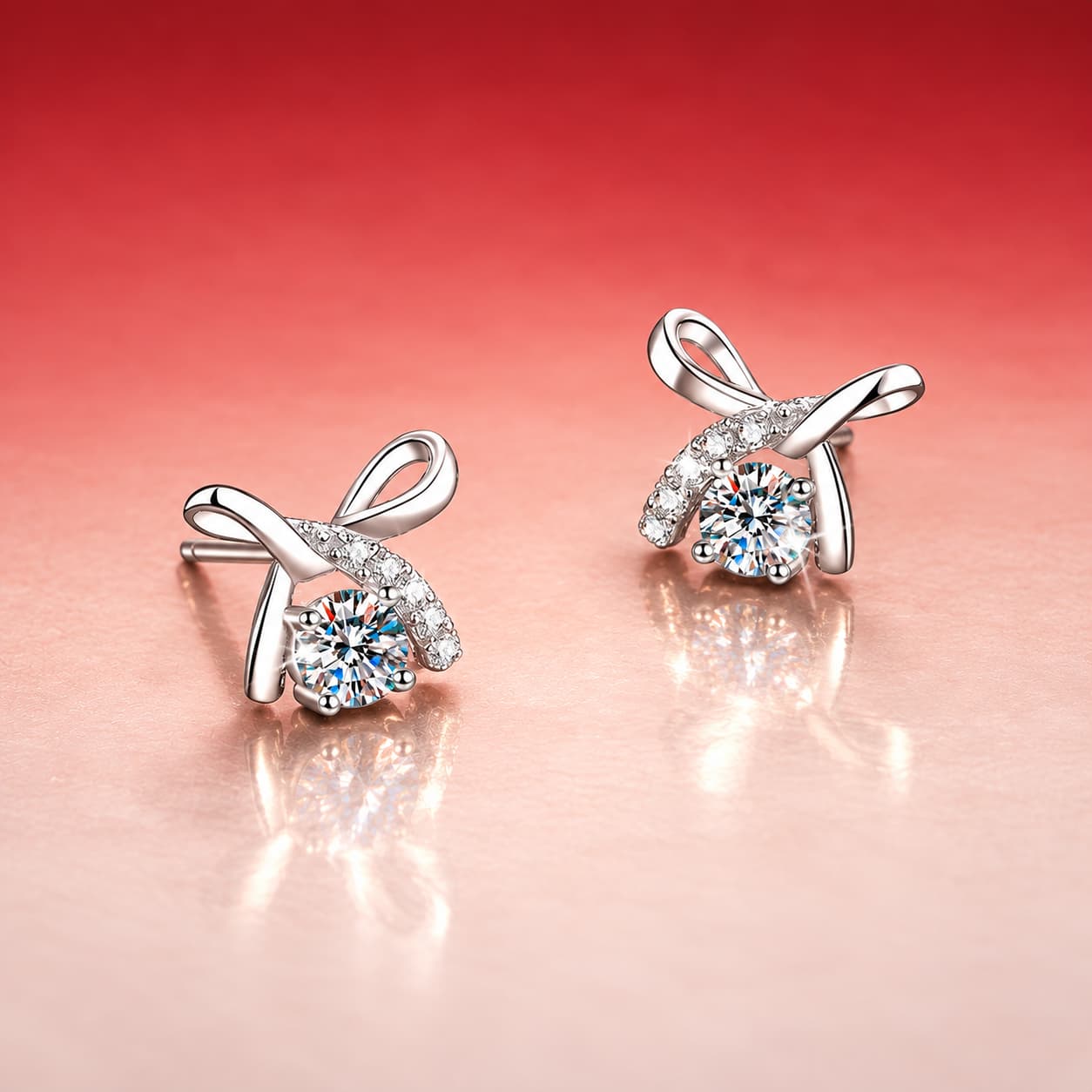 Luna Series · Bow Stud Earrings — Sterling Silver — image 3