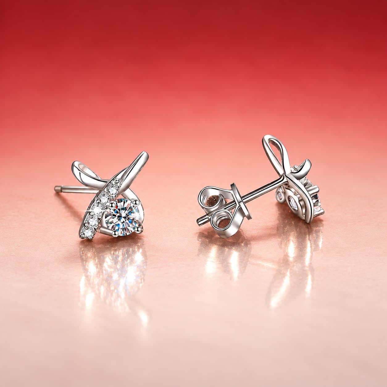 Luna Series · Bow Stud Earrings — Sterling Silver — image 4