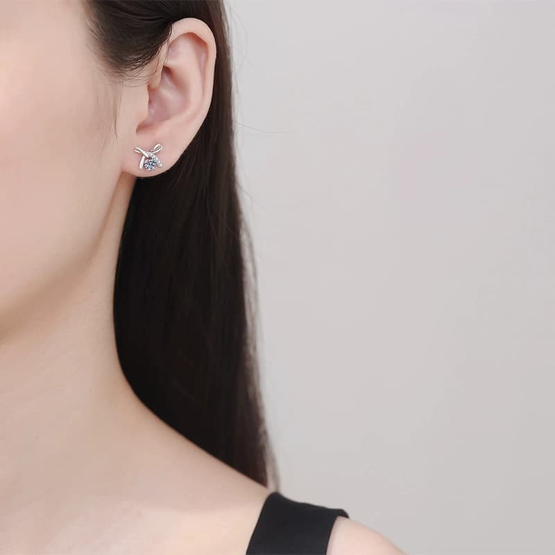 Luna Series · Bow Stud Earrings — Sterling Silver — image 2