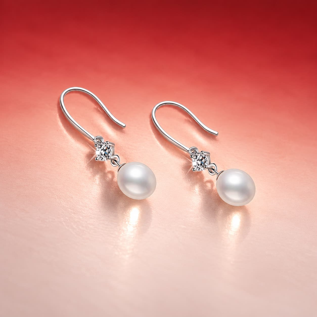 Luna Series · Pearl-Accent Solitaire Hook Earrings — Sterling Silver — image 4